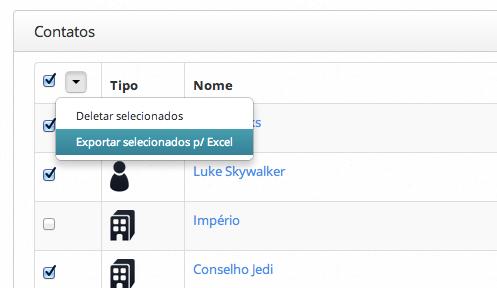 "Exportando contatos"